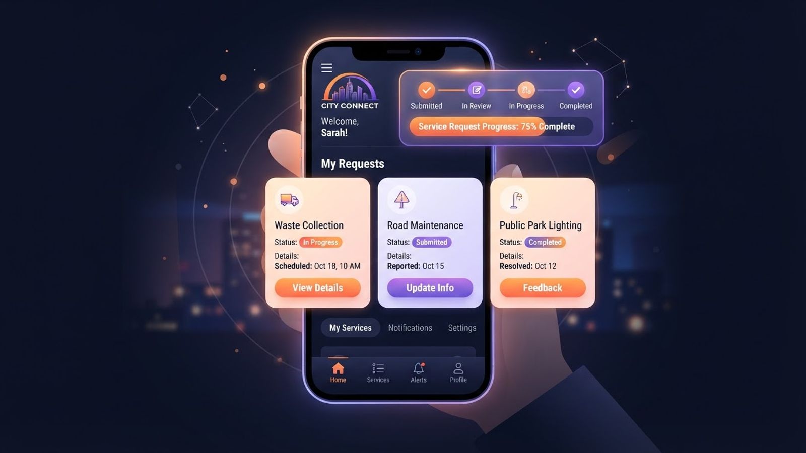 Smartphone affichant une application mobile dédiée